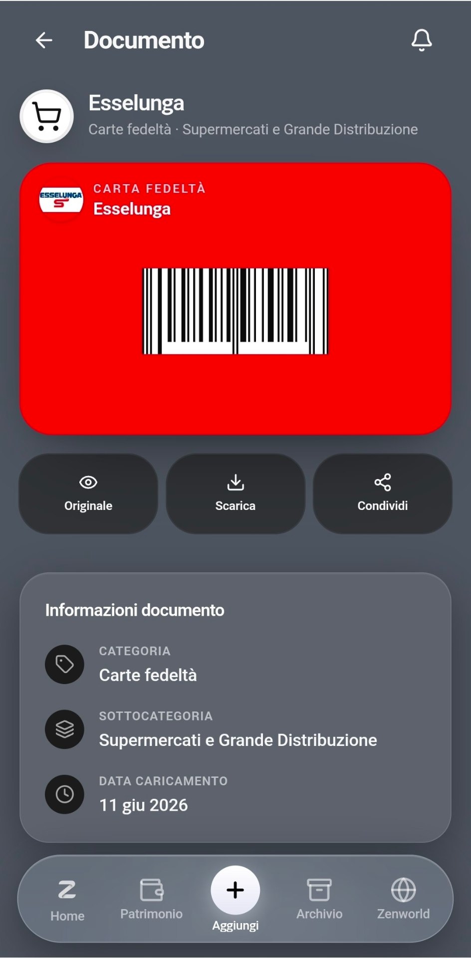 Zenivut — Carta fedeltà