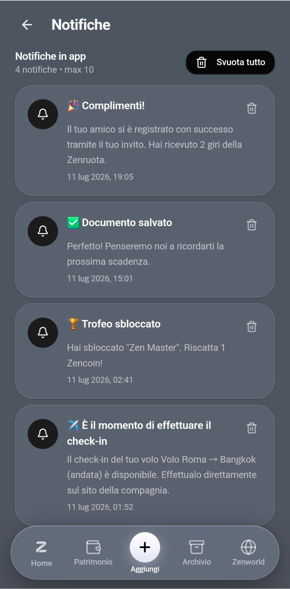 Zenivut — Ricevi promemoria